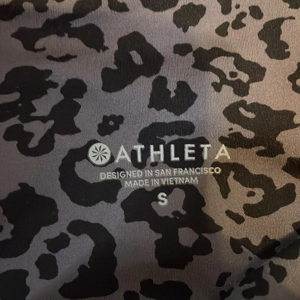 Athleta women’s small leggings Leopard Elation Ultra High Rise Tights grey black - Picture 3 of 5
